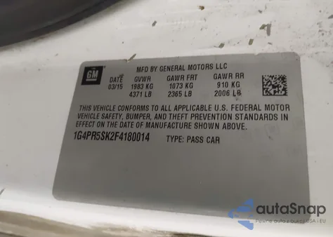 2015 Buick Verano Convenience Group z USA, uszkodzony, nr VIN 1G4PR5SK2F4180014